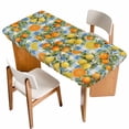 thumbnail image 1 of Orange Lemons Table Cloths for 3 Foot Rectangle Tables, Summer Botanical Checkered Farmhouse Patio Waterproof Elastic Fitted Tablecloths, Washable Rectangular Table Cover for Camping, 1 of 8