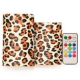 thumbnail image 1 of Orange Leopard Pattern Flameless LED Candle Set with Remote, Battery Operated Color Changing Pillar Candles, Set of 2, 1 of 7