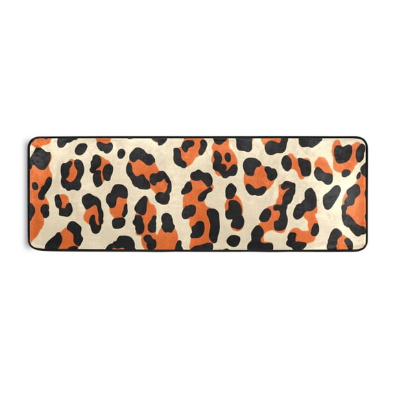 Orange Leopard Pattern Runner Rug 24x72 Inch Cushioned Non Slip Soft Absorbent Floor Mat