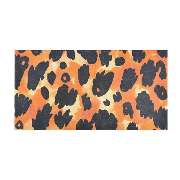 Orange Leopard Print Bath Mat 39x20 Inch Soft Absorbent Non-Slip Plush Bathroom Rug for Floor