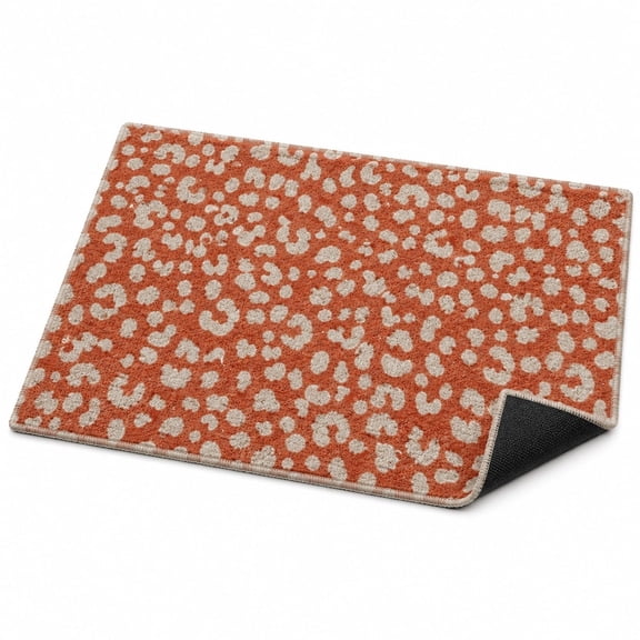 Orange Leopard Print Doormat – Non-Slip Backing, 2 Sizes | Animal Print Entryway Floor Mat