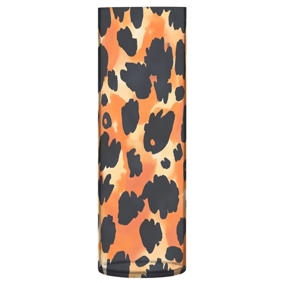 Orange Leopard Print Vase Flower Vase Clear Unbreakable Plastic Tall Decorative 11.8in