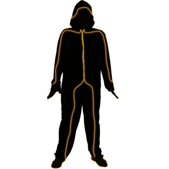 Orange Light Up E.L. Party Wire Stickman Adult's Costume Large 44