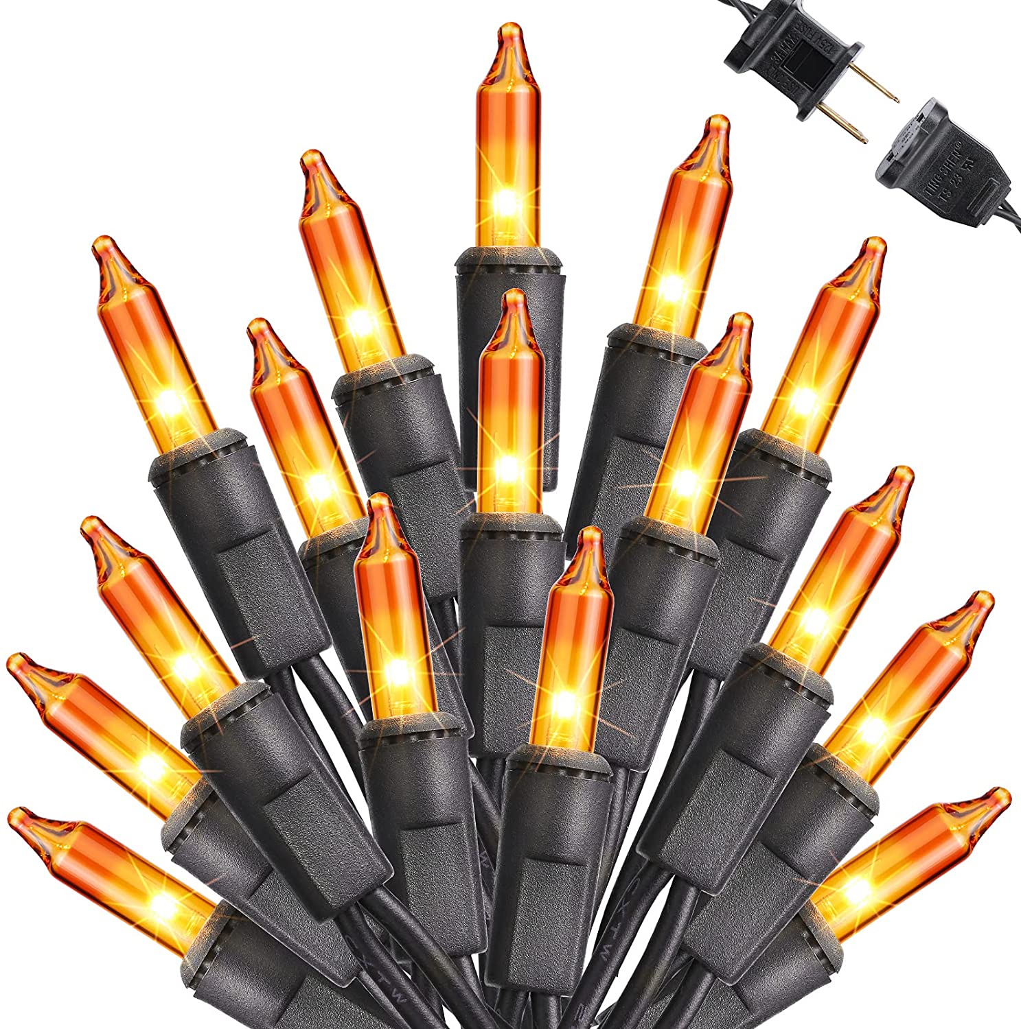 Orange Lights Halloween Lights, 33ft 100ct Incandescent Halloween