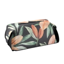 Orange Lilies on Black Tissue Box Cover Leather Square Rectangle Tissue Box Holder for Bathroom Living Room Desk Office Decor