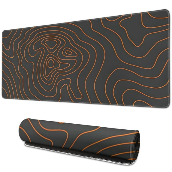 Orange Line and Gray Bottom desk Mouse Padwaterproofnon Slip Line Series for Office Home Work GamingmousepadsRubber Base Mousepad with Stitched Edges 31.5x11.8inches