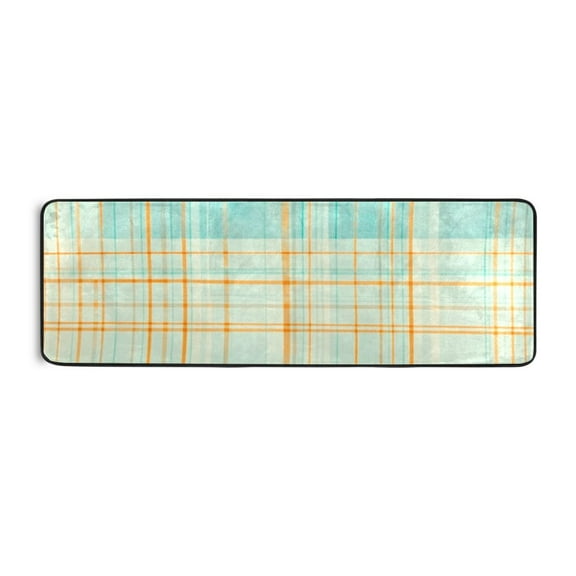 Orange Line Grid Runner Rug for Hallways Kitchen Non Slip 2'x 6' Washable Hall Carpet for Bedroom Entryway Laundry Room