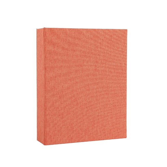 Orange Linen 9X7 Inch Photo Album Book, Travel Photo Album, Travel Scrapbook, Photo Organizer, 200 Two-Pocket Insert Pages Holds 2 Pictures Per Page, Soft Woven Linen Exterior for