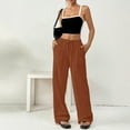 thumbnail image 1 of Orange Linen Pants Women's Spring and Summer Thin Solid Color Cotton and Linen Pocket Pants Casual Pants, 1 of 6