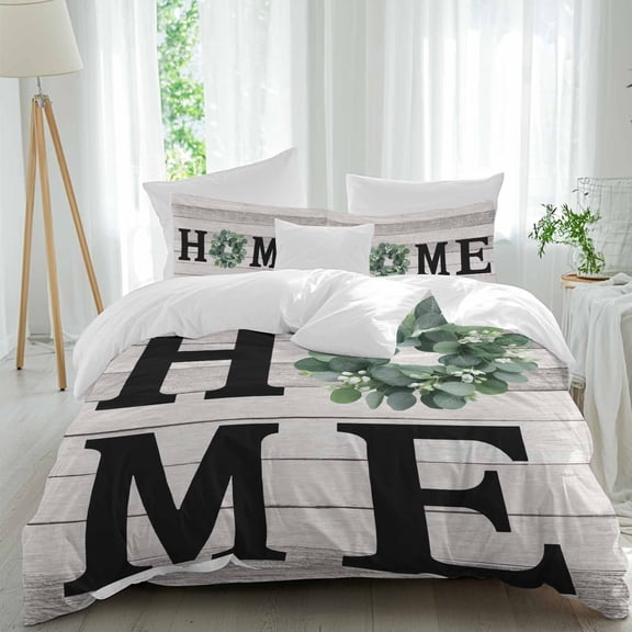 Orange Linen Stripes Queen Size Comforter Set, Farmhouse Vintage Wood Grain Bedding for All Seasons, 4 Pcs Bed Set, 1Quiltcover (90"x92") ,1Sheet(94"x116"), 2Pillowcases (30"x20")