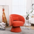 thumbnail image 1 of Orange Living Room Bedroom Chair With 360° Rotation - Linen Fabric, Sponge Cushion, Wooden Base Swivel 360-degree Accent In Furniture, Upholstery, Dense Fill, Construction, 1 of 6