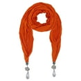 thumbnail image 1 of Orange Long Crinkled Jewelry Scarf With Bauble Tips, 1 of 3