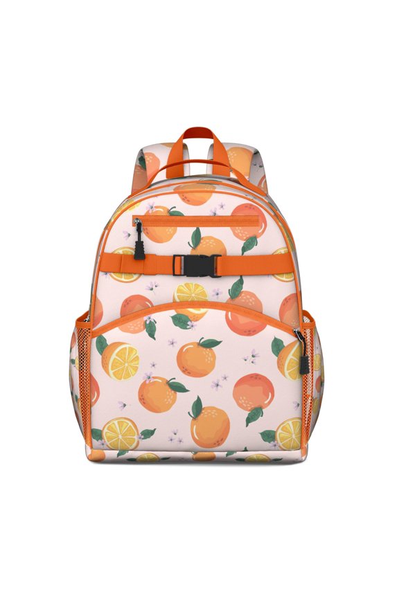 Orange Lover Student Backpack with Kawaii Orange Illustration and Aesthetic Fruit Pattern Durable and Comfortable and Book Bag with Adjustable Straps and Chest Strap
