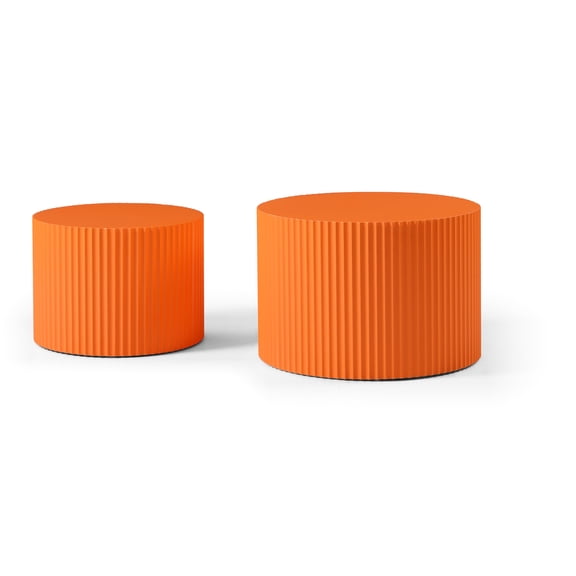 Orange MDF Table Set, 2 Nesting Pieces / A Nice Addition to Your Living Area