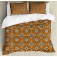thumbnail image 1 of Orange Mandala Duvet Cover Set, Spring Season Influences Oriental Blooming Motifs Cultural Style, Decorative 3 Piece Bedding Set with 2 Pillow Shams, Calking Size, Ivory Seafoam and Plum, by Ambesonne, 1 of 3