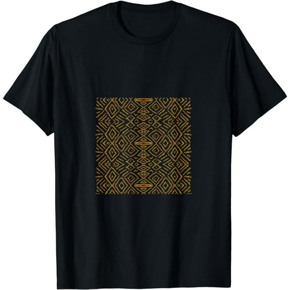 Orange Mandala Line Art Boho Geometric Fabric Pattern T-Shirt