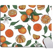 Orange Mandarin Tangerine with Leaves Customized Rectangle Non-Slip Rubber MousePads for Office Home Laptop, Computer Mouse Pad for Wireless Mouse, 9.5"x7.9"x0.12" Inch240mm x 200mm x 3mm