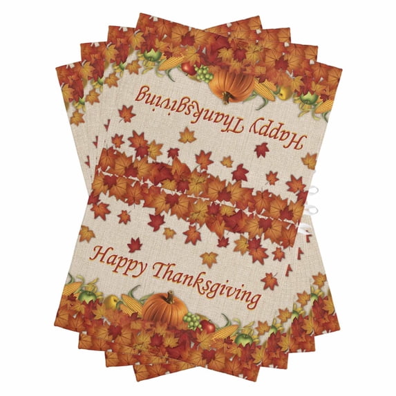 Orange Maple Kitchen Towels Set of 4, Water Absorbent Dish Towel, Thanksgiving Pumpkin Autumn Fruit Vintage Decorative Hand Towels - Quick Drying Cloth for Cooking Baking, 18x28 Inch