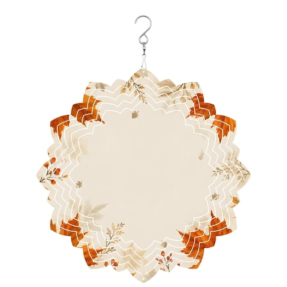 Orange Maple Leaf Wind Spinner for Garden Yard 8In, Fall Small Berry Stems Countryside Rustic 3D Stainless Steel Kinetic Hanging Wind Spinners Rustproof Outdoor Decor for Lawn Patio Home