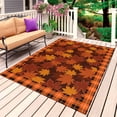 thumbnail image 1 of Orange Maple Leaves Fall Outdoor Rug 3x5 Ft, Non Slip Washable Area Rug, Thanksgiving Orange Buffalo Plaid Patio Rugs Carpet Runner, Large Floor Mat for Indoor/Outdoor Deck Porch Camping, 1 of 8