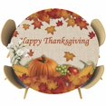 thumbnail image 1 of Orange Maple Round Tablecloth, Fitted Table Cover with Elastic for 55"-60" Round Tables, Thanksgiving Pumpkin Autumn Fruit Vintage Table Cloth Outdoor Indoor Dinning Party Waterproof Tablecloths, 1 of 7