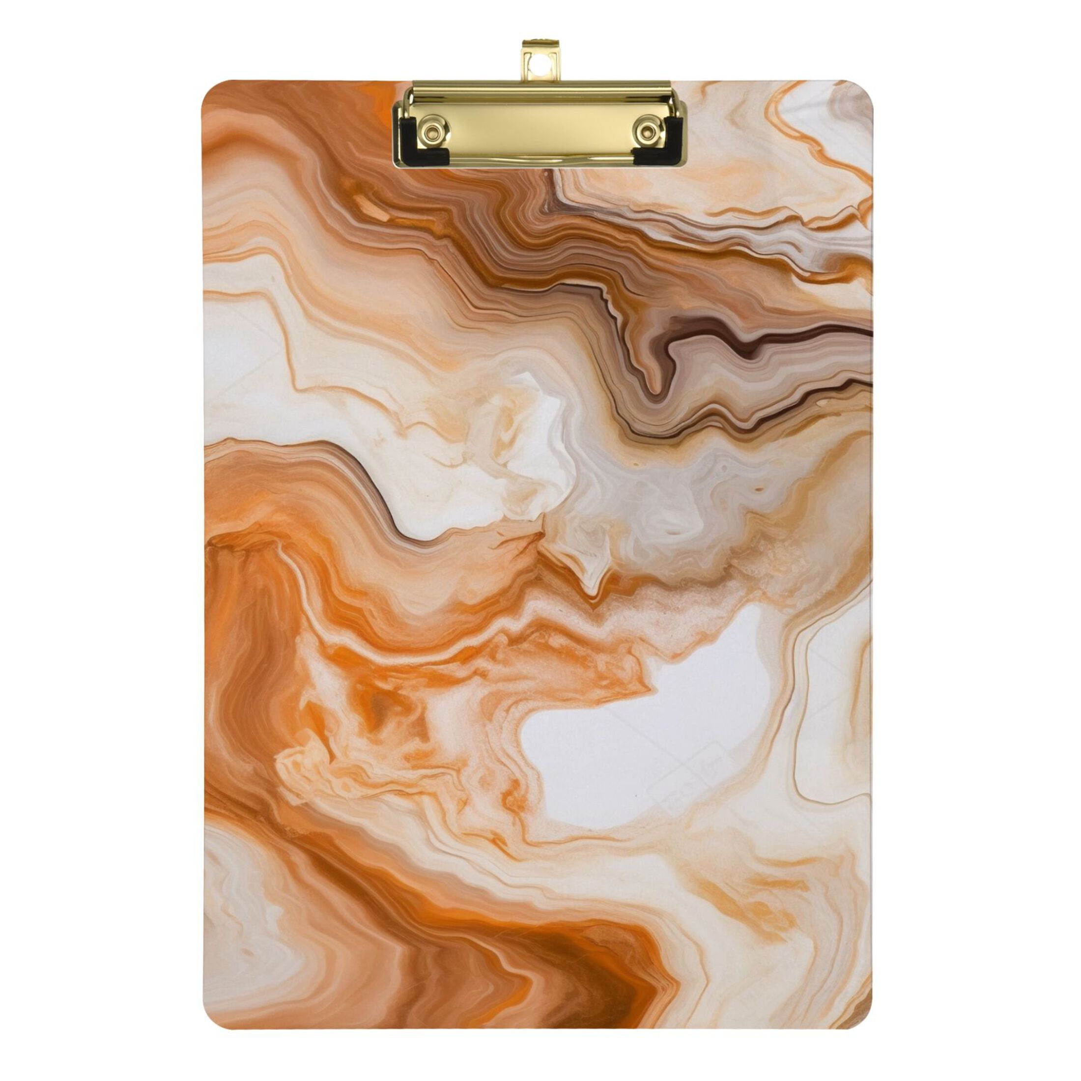 Orange Marble Acrylic Clipboards 12 x 9 Inch A4 Size with Low Profile