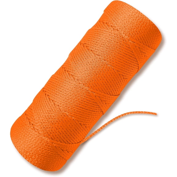 Orange Mason Line String Line - #18 Braided Nylon String - 250 Ft Length - Nylon Twine for Gardening Or Masonry Tools - Perfect Construction String for A String Level, Twine String for Gardening