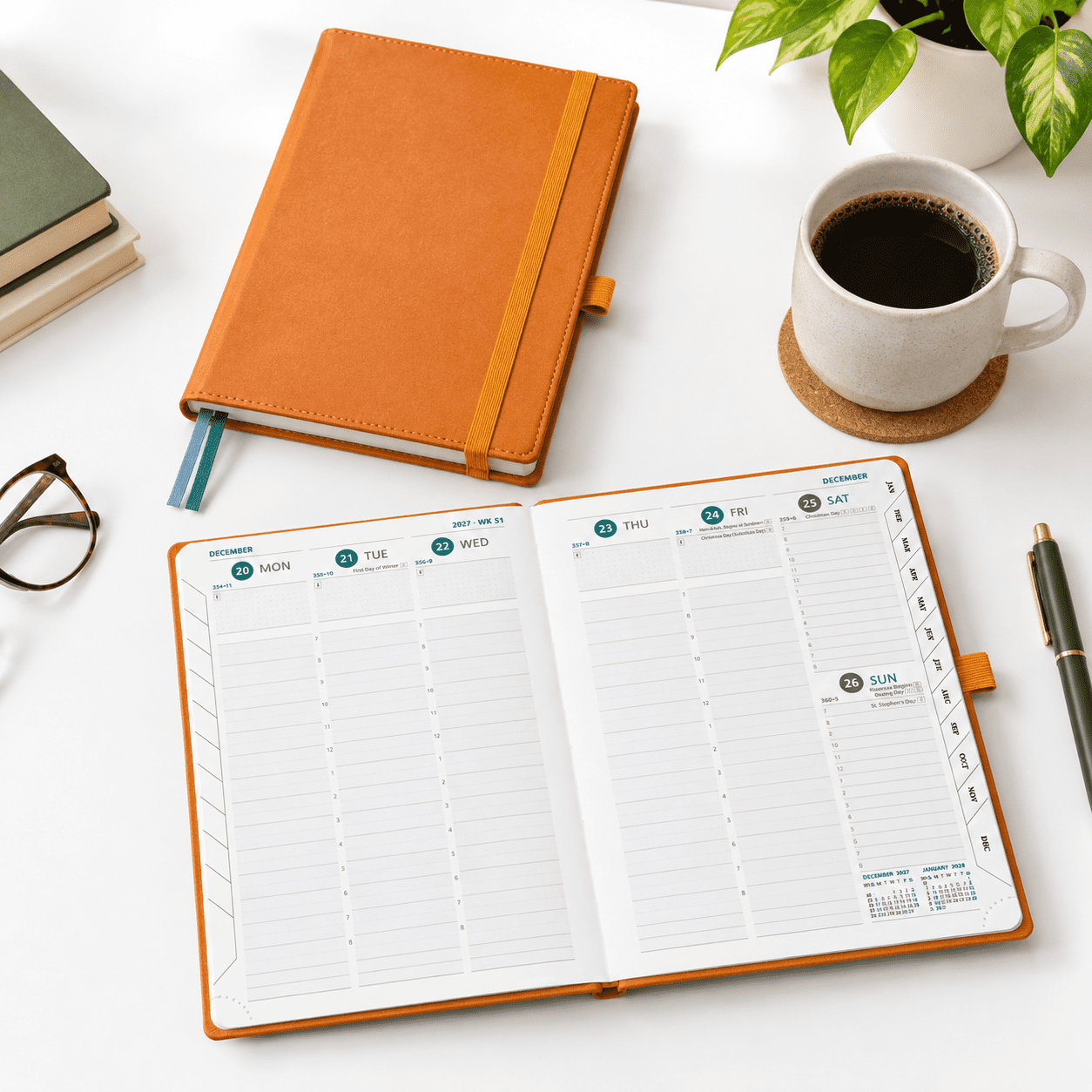 Orange Medium 6" x 8.5" 2027 Weekly Monthly Daily Planner Calendar Book ...