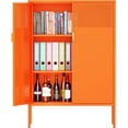 thumbnail image 1 of Orange Metal Cabinet,Metal Locker Storage Cabinet with Doors and Shelves,3-Tier Office Cabinet,Metal Storage Cabinet,Sideboard,Liquor Cabinet for Home Office,Kitchen,Coffee Bar, 1 of 12