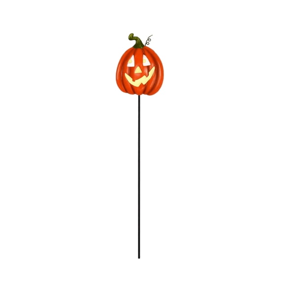 Orange Metal Pumpkin Yard Stake Glowing Halloween LightforOutdoor Yard Decor