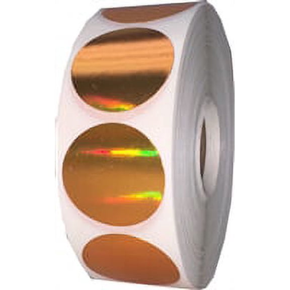 Orange Metallic Paper Circle Dot Stickers | 1" inch Round - 500 Pack | InStockLabels.com