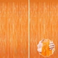 thumbnail image 1 of Orange Metallic Tinsel Foil Fringe Curtains, 2 Pack 3.3x6.6 Feet Party Streamer for Birthday, Halloween Decor, Foil Curtain for Bachelorette Party Decorations, 1 of 4