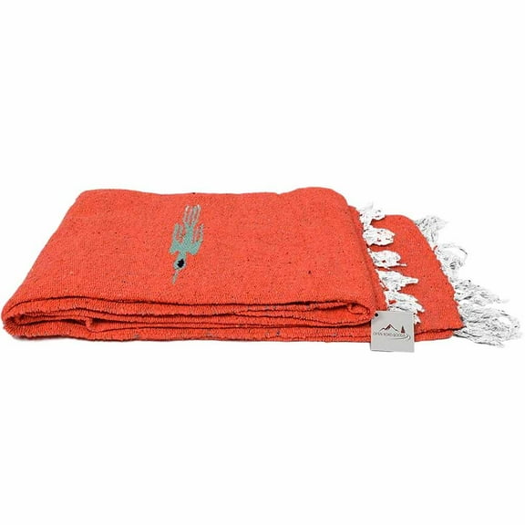 Orange Mexican Blanket Thunderbird Yoga Blanket | Throw Blanket for Bed, Couch, Picnic, Travel, & outdoors