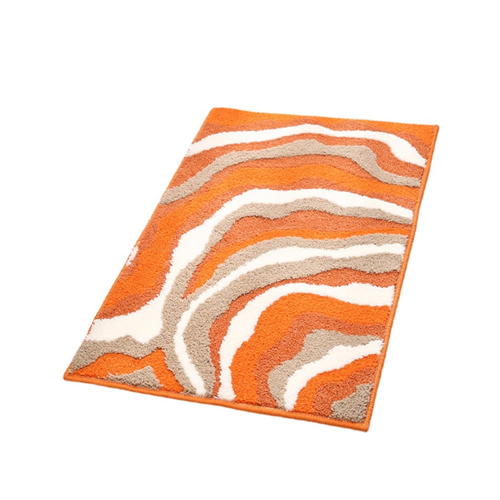 Orange Microfiber Bathroom Rugs 16 x 24inch Soft Plush Absorbent Non-Slip Backing Fluffy Bath Mats Machine Washable