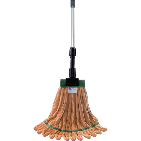 Orange Industrial Microfiber Looped-end Wet mop kit with Aluminum Extension Handle