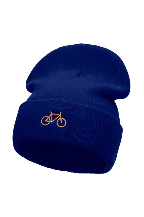 Orange Mini Bike Embroidered 12 Inch Long Knitted Beanie - Royal OSFM