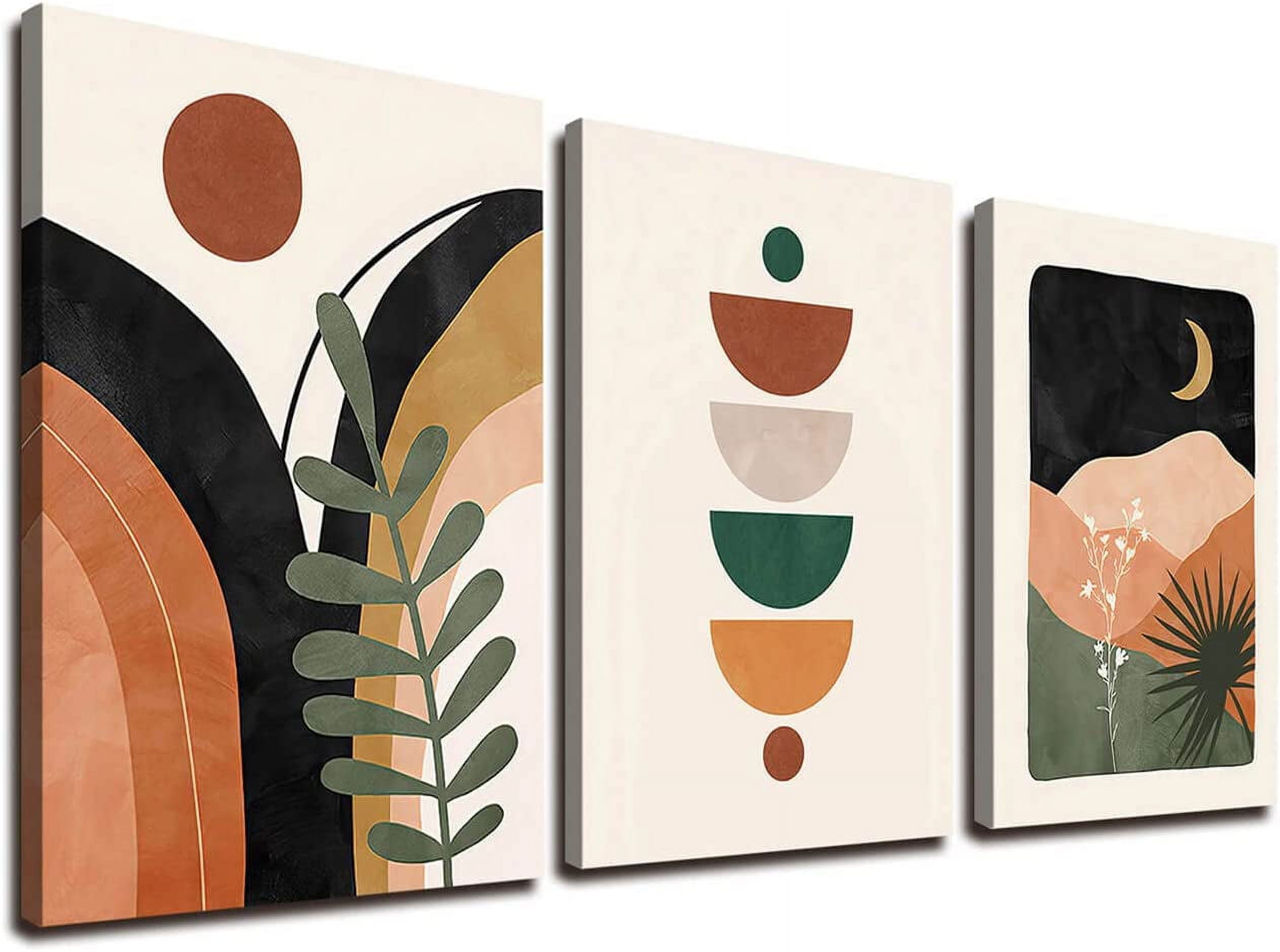 Orange Minimalist Boho Wall Art Geometry Neutral Abstract Art Modern 3 ...