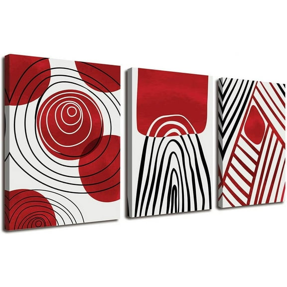 Orange Minimalist Boho Wall Art Geometry Neutral Abstract Art Modern 3 Pieces Stretched and d Artwork HD Pictures Canvas Prints Wall Art for Bedroom Office Home Bathroom Wall Decor 12"x16"x3