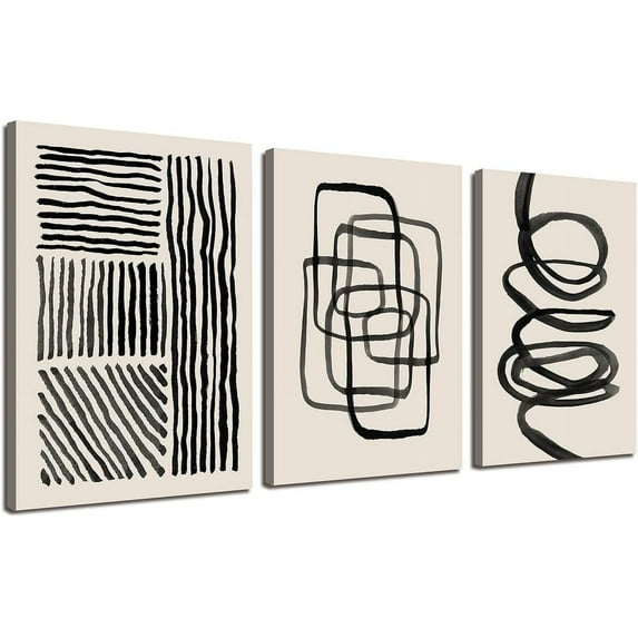 Orange Minimalist Boho Wall Art Geometry Neutral Abstract Art Modern 3 Pieces Stretched and d Artwork HD Pictures Canvas Prints Wall Art for Bedroom Office Home Bathroom Wall Decor 12"x16"x3