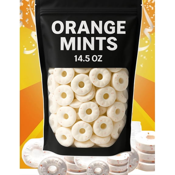 Orange Mints, Individually Wrapped Candy, 14.5 oz Bag, Perfect for Office and Sharing