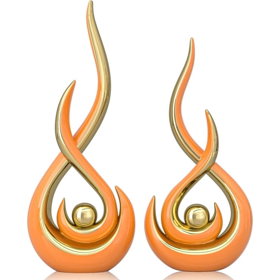 Orange Modern Abstract Art Decor Accent,Contemporary Statues Coffee Table Decor for Living Room,Table Centerpieces for Dining Room,Ceramic Sculptures Knick Knacks for TV Stand Show (Orange)