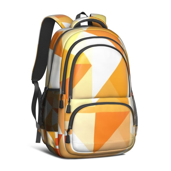 Orange Modern Art Geometric Backpack for School,Cute School Bag,Schoolbag with Adjustable Shoulder Straps & Padded Back,16.9 Inch