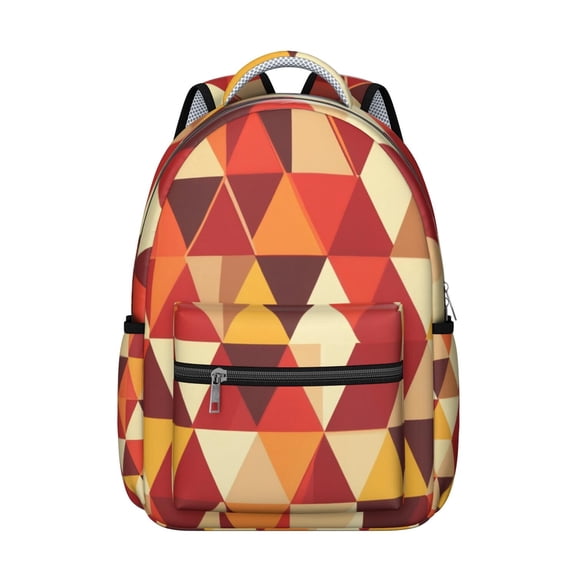 Orange Modern Art Geometric Backpack for School,Cute School Bag,Schoolbag with Adjustable Shoulder Straps & Padded Back,15.3"x11"x7.1".