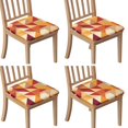 thumbnail image 1 of Orange Modern Art Geometric Seat Covers for Dining Room Chairs Set Of 4,Stretch Printed Washable Chair Seat Cover with Elastic Ties and Button,Removable Waterproof Couch Cushion Covers, 1 of 6