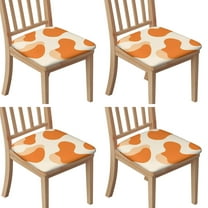 Orange Modern Art Geometric Seat Covers for Dining Room Chairs Set Of 4,Stretch Printed Washable Chair Seat Cover with Elastic Ties and Button,Removable Waterproof Couch Cushion Covers