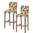 thumbnail image 1 of Orange Modern Geometric Bar Stool Covers Set of 2, Abstract Watercolor Semicircle Stretch Washable Bar Chair Covers with Backs, Removable Pub Counter Height Chair Cover for Kitchen Dining Room Cafe, 1 of 7