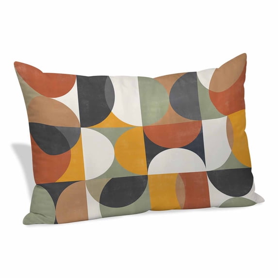 Orange Modern Geometric, Pillow Covers 12"x20", Abstract Watercolor Semicircle Soft Brushed Microfiber Breathable Throw Pillow Covers, Pillowcase with Zipper for Couch Sofa Bedroom Living Room