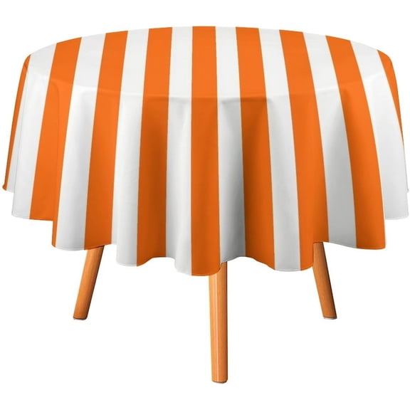 Orange Modern Stripe Tablecloth Washable Dinng Table Covers Decorative for Kitchen & Table Linens 70" x 70"