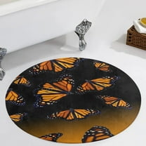 Orange Monarch Butterflys Round Carpet Circle Rug Outdoor Patio Area Rug Washable Large Area Rugs Hallway Room Decor Fitness Mats