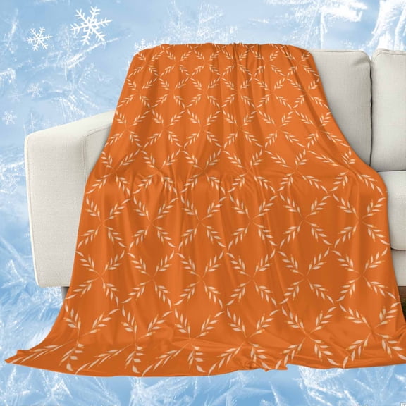 Orange Morocco Cooling Blanket,Lightweight Breathable Summer Throw Blanket with Double Sided Cold Effect,Geometric Leaf Diamond Lattice Abstract Picnic Blankets Bed Sheet for Hot Sleepers 30"x40"